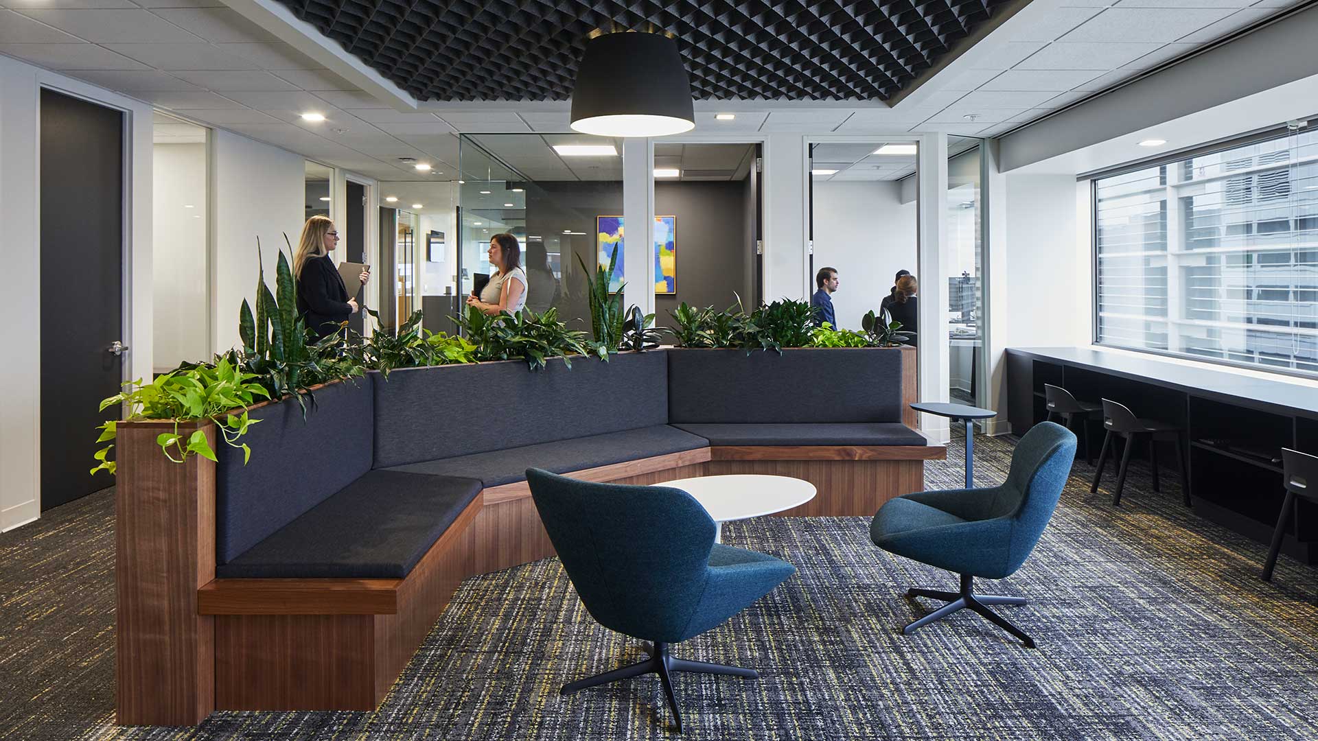 An office social area with seating