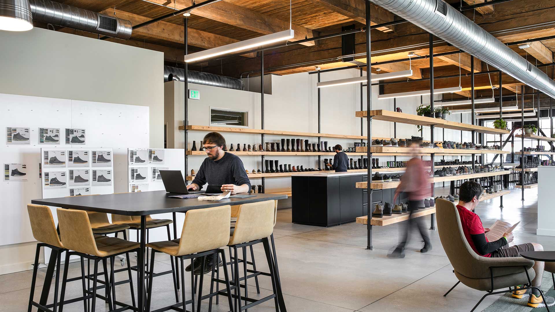 People sitting in an office lounge space